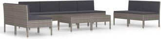 vidaXL Set De Muebles De Jard&iacute;n 10 Pzas Y Cojines Rat&aacute;n Sint&eacute;tico Gris Vidaxl