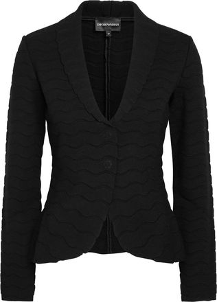 Emporio Armani Textured Close-knit Blazer - Black - 42 (UK10 / S)