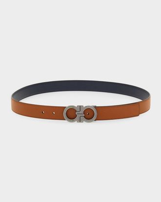 Ferragamo Men & apos;s Double Adjustable Reversible Leather Belt