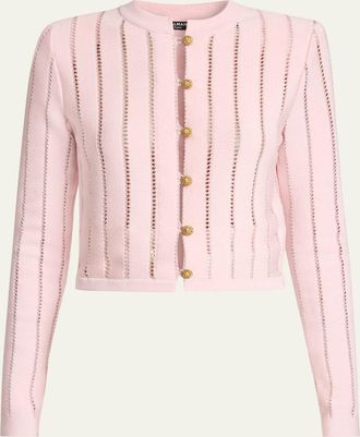 Balmain Buttoned Flechage Openwork Cardigan
