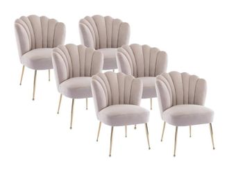VENTE-UNIQUE.COM Set de 6 sillas terciopelo beige