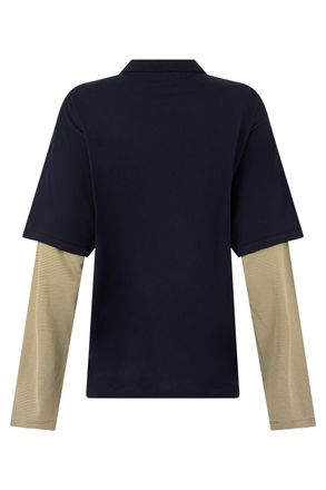 Miu Miu Layered Cotton Polo Shirt - Navy
