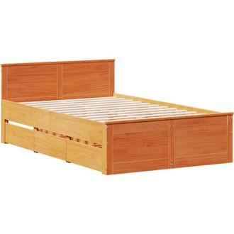 vidaXL Vidaxl - Cama Con Cabecero Sin Colch&oacute;n Madera Maciza Marr&oacute;n 120x190 Cm