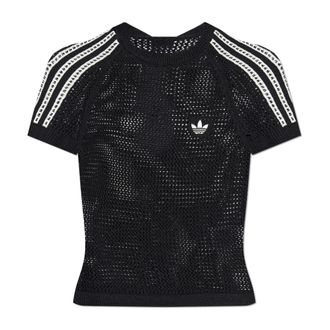 adidas Originals Adidas Originals, T-Shirts, female, Black, Size: 2XS Knitted Crochet Cali Tee