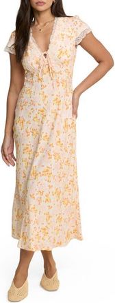 Nobody's Child Aida Floral Midi Dress in Orange at Nordstrom, Size 12