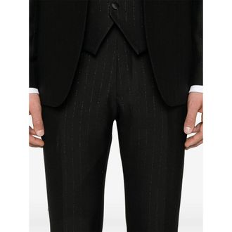 Reveres 1949 Pinstripe Virgin Wool Pant Suit - Black