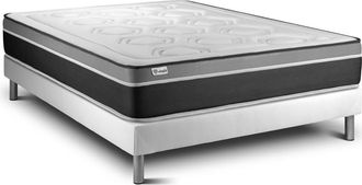 VITALIT Somier blanco + colch&oacute;n con espuma viscoel&aacute;stica 135 x 190