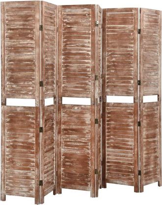 vidaXL Divisorio 6 Pannelli Marrone 210x165cm Legno Massello Paulownia - Vidaxl