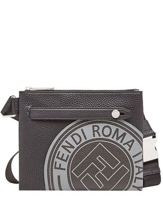 Fendi logoprint messengerbag - Zwart