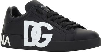 Dolce & Gabbana Mens Leather Sneakers Nero-Nero Nero/nero