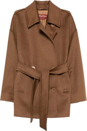 Max Mara Cappotto doppiopetto con cintura - Marrone