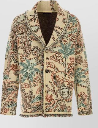 Alanui wool blend cardigan featuring embroidered design