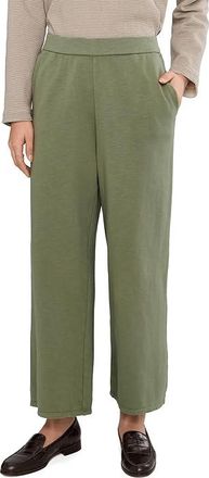 Eileen Fisher Garment Dyed Terry Wide Ankle Pants Womens Clothing Bayleaf : MD 27, Cotton