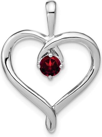 Diamond2Deal 14k White Gold Garnet Heart Pendant