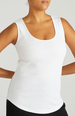Universal Standard Daisy Ribbed Scoop Neck Tank in White at Nordstrom