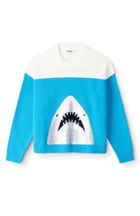 Staud Reya Sequin Shark Cotton Blend Sweater in Great White at Nordstrom, Size X-Small
