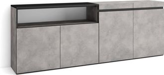 Skraut Home Aparadores Para Sal&oacute;n, Gran Capacidad De Almacenaje, 200x75x35cm, 4 Puertas, Armario, Zapatero, Estilo Moderno, Gris Cemento - Skraut Home