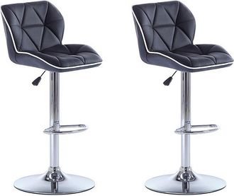 Vente-Unique Lotto di 2 sgabelli da bar CALVIN - Similpelle - Altezza regolabile - Nero