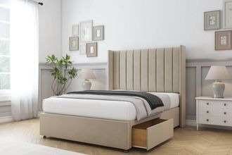 Sloomy Falcon Coniston Divan Set 2 Drawers-54 Wingback in Cream | Size: Super King