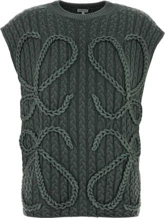 Loewe Khaki Stretch Wool Oversize Vest