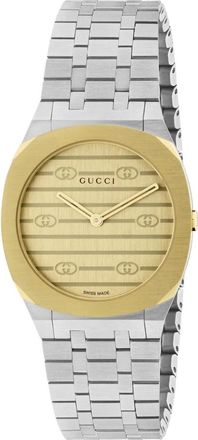 Gucci Uomo/Donna - Ya 163502 - 30mm roestvrijstalen en 18k vergulde multi-laagse kast- gouden messing wijzerplaat met Interlocking G-motief- armband met vij