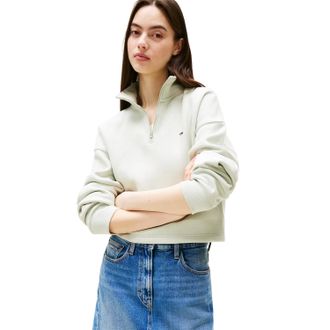 Tommy Jeans Dames/Dames Fleece Quarter Zip Boxy Crop Sweatshirt (Misty)