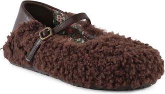BC Footwear Metro Faux Shearling Flat in Brown at Nordstrom, Size 6.5