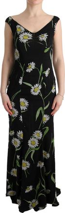 Dolce & Gabbana Daisy Print Maxi Jurk Mouwloos V-hals
