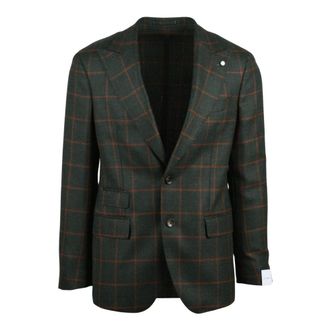 Luigi Bianchi Mantova Kostuums, Heren, Groen, XL, Wol, Giacca Sfiancata