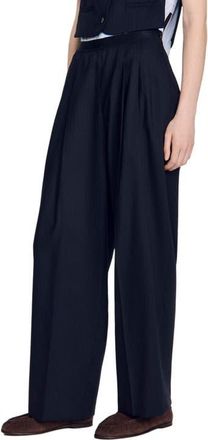 Sandro Striped wool trousers in Navy Blue at Nordstrom, Size 34