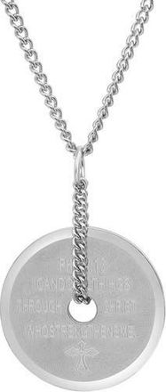 Steeltime Mens Stainless Steel Shield Pendant Necklace in Silver at Nordstrom Rack