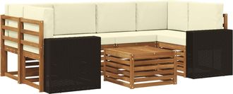 vidaXL Conjunto De Sof&aacute;s De Exterior 7 Uds. Natural Y Crema Vidaxl