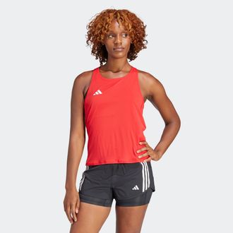adidas Lauftop ADIDAS PERFORMANCE ADIZERO E TANK, Damen, Gr. L, rot (team power rot 2), Obermaterial: 100% Polyester, Rundhals, Tops Lauftop