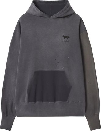 Maison Kitsun&eacute; Kuro Patchworked Hoodie - Heren - Sweatshirts & Hoodies - Zwart - Maat: L Katoen