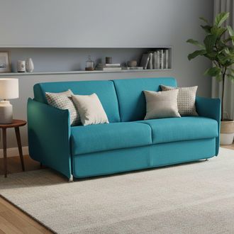 Dmora Sof&aacute; Cama 3 Plazas Gravere, Desenfundable, Almacenaje Made In Italy, Lavable, 200x95 Cm Azul