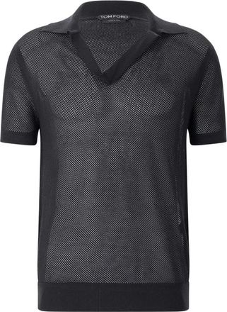 Tom Ford Silk Crochet Polo - Heren - Polos - Zwart - XL - Tops