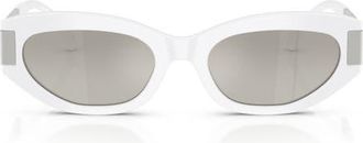 Versace 54mm Cat Eye Sunglasses in White /Grey Mirror Silver at Nordstrom