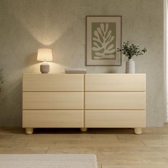 Dmora Aparador Hana, C&oacute;moda 6 Cajones, Un Estante, Puerta Corredera, 160x38x80h Cm Roble Marr&oacute;n