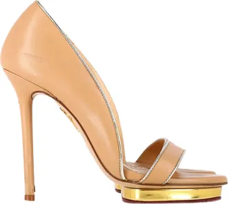 Charlotte Olympia Christine Open Toe Sandals in Beige Leather