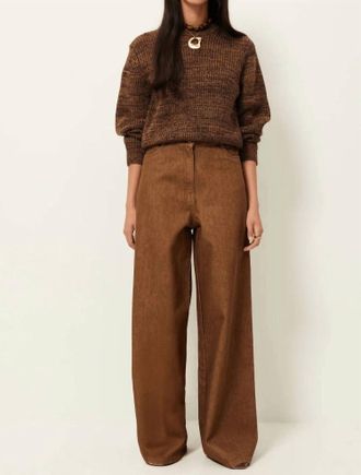 Sessun Wadden Balloon Sleeves Jumper In Kakiwood