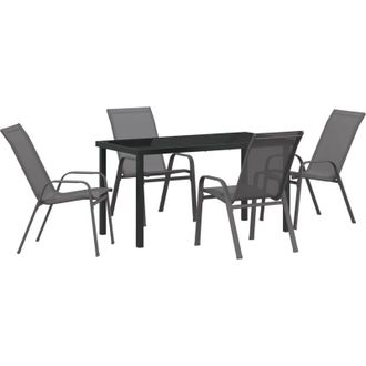 vidaXL Vidaxl - Conjunto De Comedor De Jard&iacute;n 5 Pcs Gris Textileno Y Acero