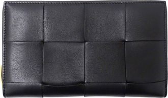 Bottega Veneta Black Leather Long Wallet (Bi-Fold) (Pre-Owned)