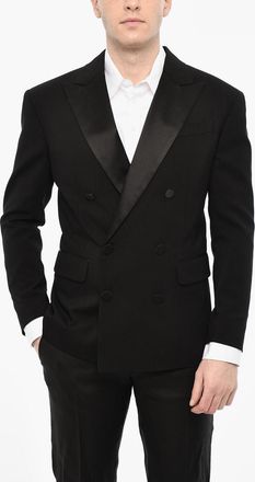 Dsquared2 Blazer Doppiopetto In Misto Lana Con Revers A Lancia In Satin Dsquared2
