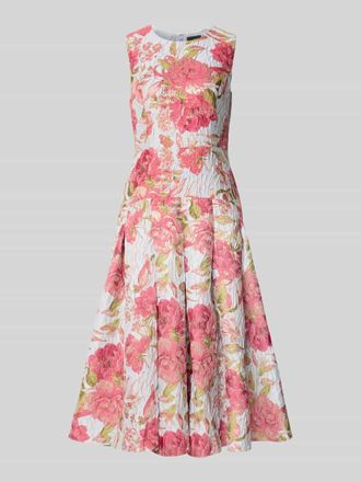 Adrianna Papell Regular Fit Midikleid mit floralem Allover-Stitching in Pink, Gr&ouml;&szlig;e 38