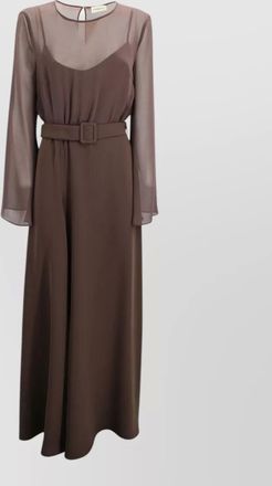 Parosh long dress belt fluid silhouette