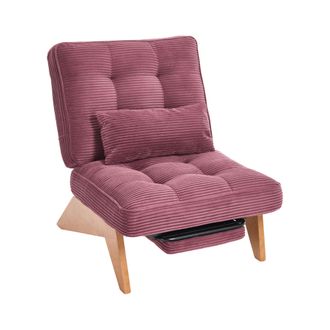 STILVORA Poltrona Relax Reclinabile Con Poggiapiedi E Cuscino Lombare Struttura Stabile Gambe In Legno Massello In Velluto A Coste Rosso Vino