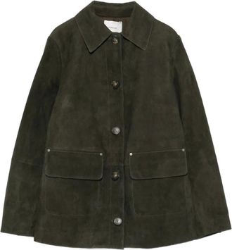 Vince Suede Shirt Jacket - female - Vince - Leather Jackets - Green - XS - Jackets