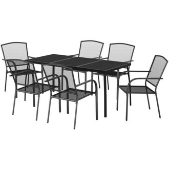 vidaXL Juego De Comedor De Jard&iacute;n 7 Piezas Acero Gris Antracita Vidaxl