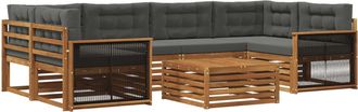 vidaXL Conjunto De Sof&aacute;s De Exterior 7 Uds. Natural Y Antracita Vidaxl