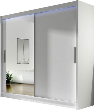 Mirjan24 Mobilier1 - Armario Closico 107, Blanco, 215x180x58cm, Puertas De Armario: Correderas, N&uacute;mero De Estantes: 0, Led